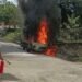 Mobil Pikap Terbakar di Jonggol