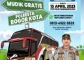 Mudik Gratis Polresta Bogor Kota ke 5 Daerah, Ini Cara daftarnya