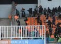Kerusakan Stadion Pakansari yang diakibatkan oleh kericuhan supporter