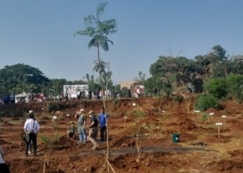 Ratusan Pohon Berbarcode Ditanam di Stadion Pakansari