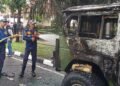 Diduga Korsleting Listrik, Mobil Jeep Terbakar di Jalan Pajajaran