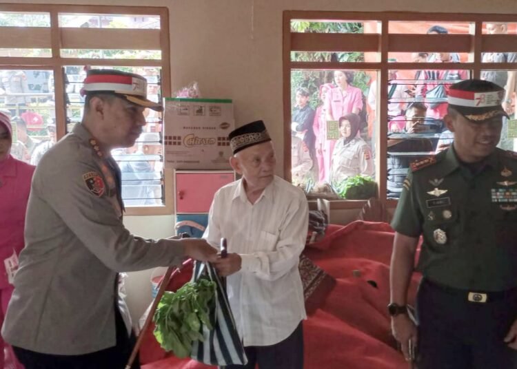 Sinergi TNI Polri dan Mahasiswa Bagikan Beras, Sayuran Hingga Kasur di Sukamulya