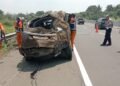 Sopir Mengantuk, Mobil Pajero Terjun dari Tol Bocimi