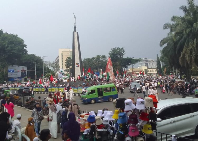 Aksi Bela Palestina Bergema di Tugu Kujang Kota Bogor