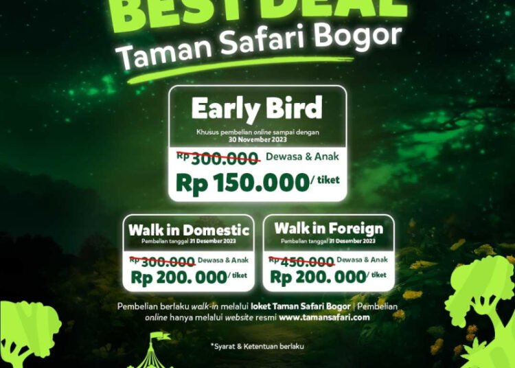 Ini Paket Promo Tiket Best Deal Tahun Baru 2024 di Taman Safari Bogor, Cek Tanggal Pemesanannya!