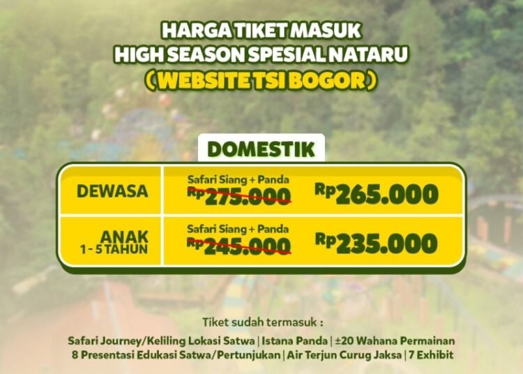 Update: Harga Tiket Masuk Taman Safari Bogor Berlaku Sampai 7 Januari 2024