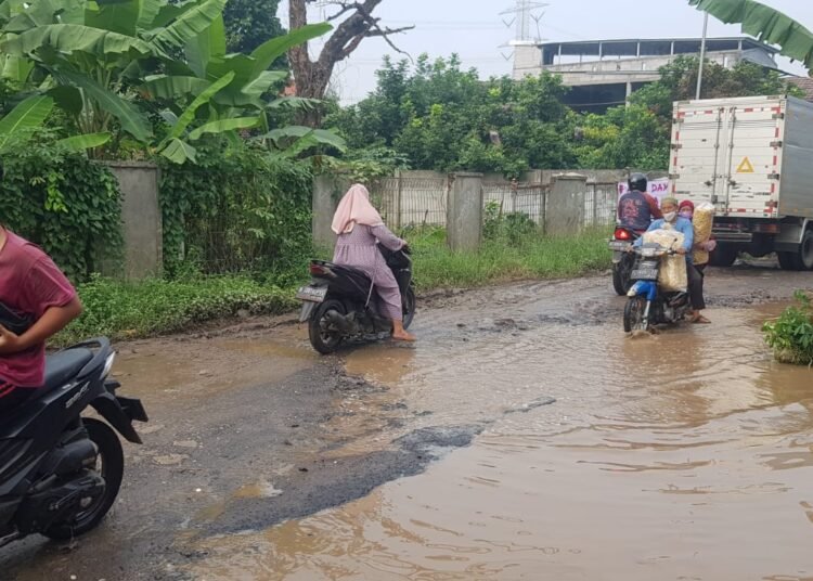 Tak Kunjung Diperbaiki, Warga Cikeas Tanam Pohon Pisang di Jalan Rusak Gunungputri 
