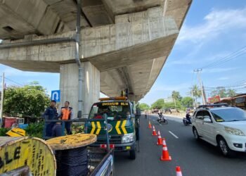 PJU di Jalan Solis Kolong Tol BORR Mulai Diperbaiki