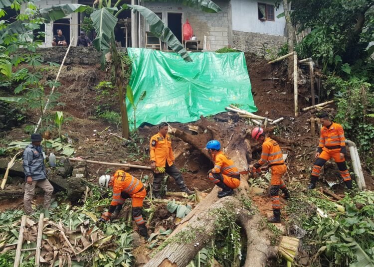 Tanah Longsor Gerus Pohon, Rumah Warga di Genteng Terancam