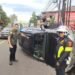 Sopir Mengantuk, Mobil Fortuner Terguling di Puncak Saat Libur Nataru