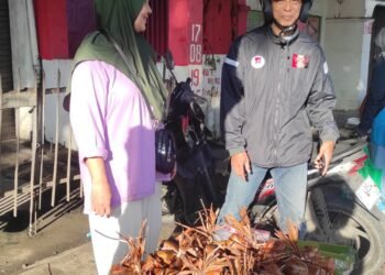 Penjual musiman ketupat, jelang lebaran idul Adha ramai