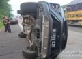 Sopir Microsleep, Fortuner Terguling di Tol Jagorawi Arah Bogor