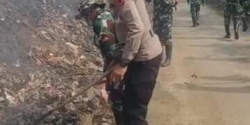 Api Belum Padam, Polres Sukabumi Kota Bareng TNI Berjibaku Padamkan TPA Cikundul